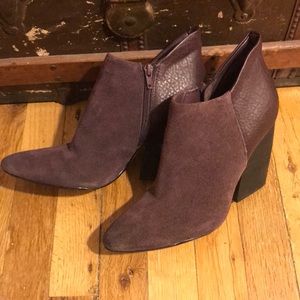 Suede and leather ankle booties